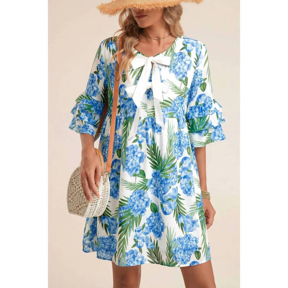 NEW UNISHE hydrangea mini dress in sky blue